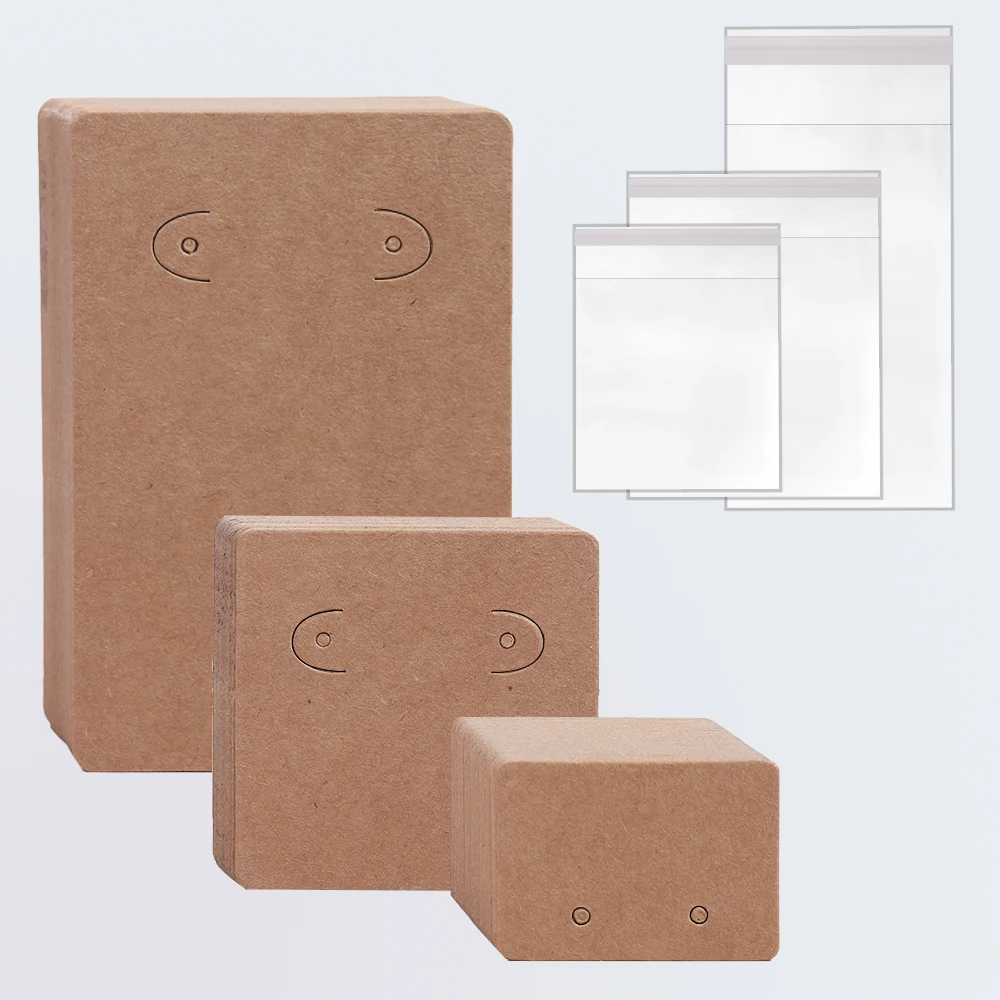 50pcs Opp 자기 접착 비닐 봉투 귀걸이 디스플레이 목걸이 쥬얼리에 대 한 카드 골 판지 종이 DIY 패키지 공급 만들기