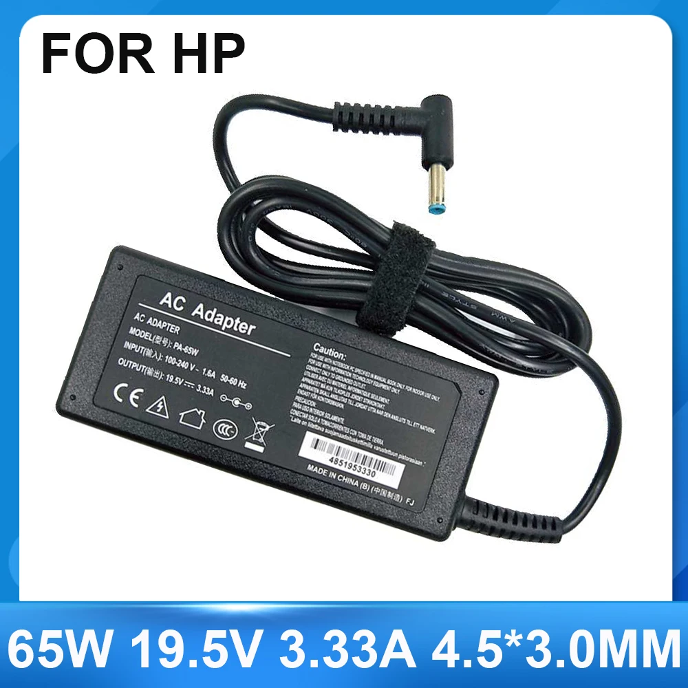 HP Envy 노트북 충전기 어댑터, AC 어댑터, HP Envy 17-j010us Pavilion 15-j000 크롬북 11 G4 G5 EE 14 G3, 19.5V, 3.33A, 65W, 4.5x3.0mm