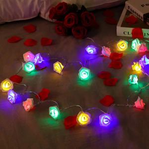 LED 동화 장미 꽃 문자열 조명 배터리 전원 따뜻한/차가운 흰색/다색 침실 크리스마스 파티 웨딩 생일
