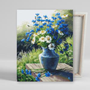 DIY캔버스형 보석십자수 40x50cm 수레국화와 데이지