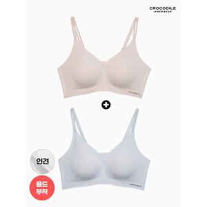 [하프클럽/크로커다일 이너웨어]라이크라 인견쉘론 몰드부착 더블스트랩 감탄브라 1+1 CDWBR5N3234