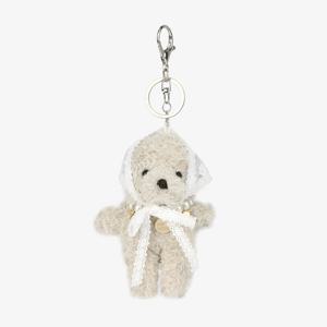 Lace Kerchief Bear Keyring - Light Beige