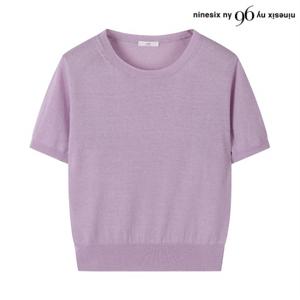 정상가:69,000원 | 린넨 라운드 베이직 반팔 여성 니트 (NO2KT007L0)