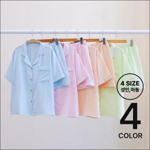 [브리치] 미즈큐즈 / 맘 아동 커플 여름 스트라이프 지지미 시어서커 잠옷세트 (4color) 4사이즈