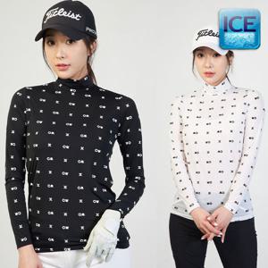 [하프클럽/럽인골프]투빅토리 스컬C패턴 아이스원단 냉감 반목티 여성골프웨어