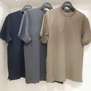 뱅뱅 HC15 뱅뱅 여름 남성 빅사이즈 단추 헨리넥 골지 신축성 많은 반팔 티셔츠 BTL518