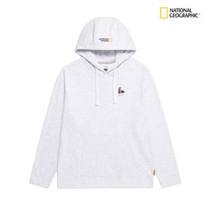 동물 와펜 세미 오버핏 후드 티셔츠 N251UHD051