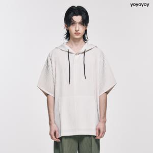 yoyoyoy [남성][최초가 129,000원] 후드 반팔 플리츠 티셔츠_AI02MNPTS06