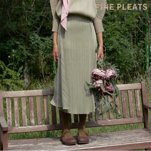 [FINE PLEATS] 피네 플리츠 랩 롱 스커트 카키 베이지