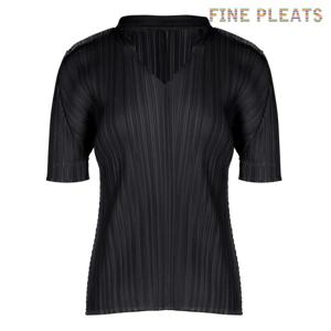 [FINE PLEATS] 피네 플리츠 차이나 카라 베이직 탑 블랙