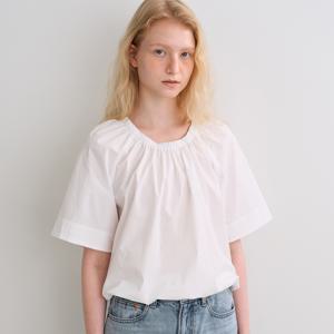 shirring banding blouse (white)