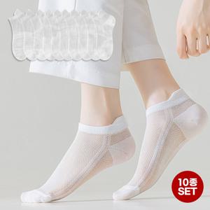 에어 페이크삭스 화이트 10종set 통기성 순면 망사 시스루 양말