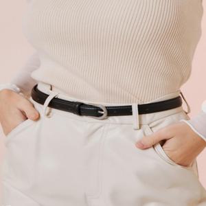 [선물포장]JABE3E110BK블랙 단색 소가죽 슬림 여성벨트