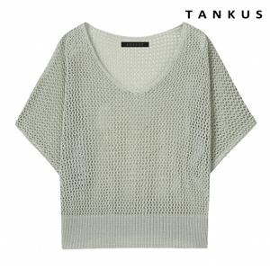 정상가:59,000원 ㅣ 망사 가오리 V넥 반팔 니트 (TX3KP002L0)