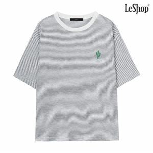 정상가:39,000원 | 선인장 자수 스트라이프 반팔 티셔츠 (DO1LW042A)