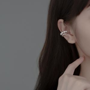 에르모사제이 E137 실버 925 우아 두줄 꼬임 진주 이어커프 피어싱 귀찌 은 귀걸이