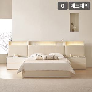 펠리트 템바 아트월 가죽헤드 LED 수납 호텔 침대(매트제외-퀸)