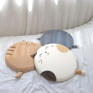 고양이캐릭터 원형 사각방석 등받이쿠션 대형 엉덩이 벤치방석 메모리폼 차량용 두꺼운 식탁의자 겨울