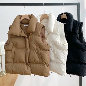 1+1 캐주얼 코디 여자 오버핏 스트링 패딩조끼