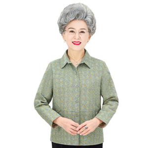 중노년 할머니 봄옷 전면 셔츠 상의 여성 긴팔 셔츠 노인 옷 엄마 세트 여름 얇은