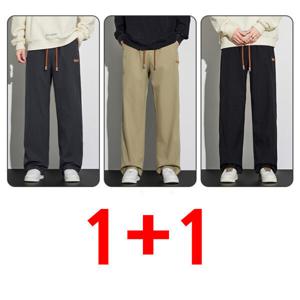1+1 남자 봄가을 일자 캐주얼 남자 트렌드 와이드 밴딩 슬랙스
