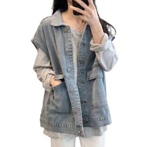 봄가을 데님 외투녀 2025 신상 백합 헐렁헐렁 민소매 조끼 상의