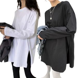 사계절 간절기 이너 기본 티셔츠 (1+1) 빅사이즈 무지 여성 긴팔티셔츠