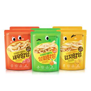 어린이용 구운 과자 얌얌 3종 스타터팩 6개(새우2+감자2+양파2)
