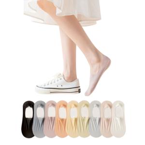 4+3 여름 쿨 냉감 여성 페이크 삭스 아이스 실크 여자 심리스 양말 덧신