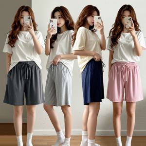 여성 아이스찰랑 모달 밴딩 반바지 잠옷 5부 고무줄 팬츠 홈웨어 파자마 SK20