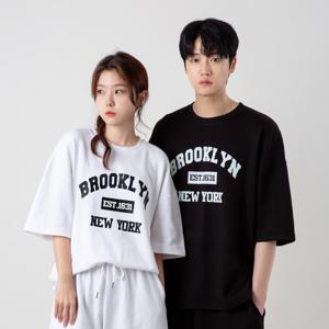 뉴욕 브루클린 데일리 반팔티 색상 2종 상의 오버핏 빈티지 커플티 남자 여자 남녀공용 남녀공용 반팔티