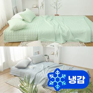 밀착쿨링 누빔 냉감이불 +베개커버 세트/여름이불 시원한 시어서커 차렵 봄 순면 사계절 싱글 퀸 SS Q
