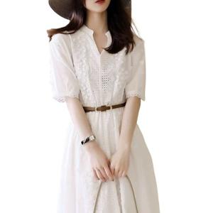 여성 화이트 레이스 프렌치 펀칭 원피스 빅사이즈 휴양지룩