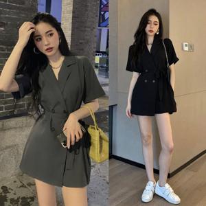 여름 빅사이즈 여성 반팔 정장 루즈핏 세미 점프슈트