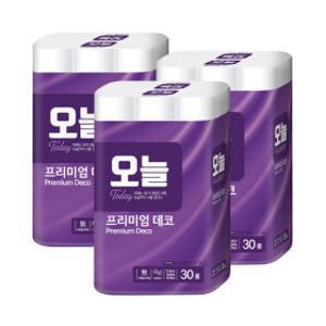 오늘 천연펄프 3겹 30M 30롤 3개 화장지 휴지 롤휴지