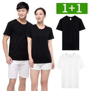 1+1 XL~3XL 순면 남자 무지 반팔티셔츠 봄 여름 빅사이즈 기본 흰티 라운드 남성 반팔티 OFDJ-STST5
