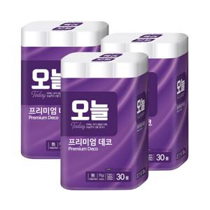 오늘 천연펄프 3겹 30M 30롤 3개 화장지 휴지 롤휴지