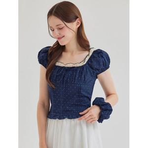 [블루레이스]스퀘어넥 도트 핀턱 블라우스_B5M1BL5801