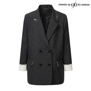 [나인식스뉴욕]투버튼 배색 오버핏 자켓 (NP1JK019L0)