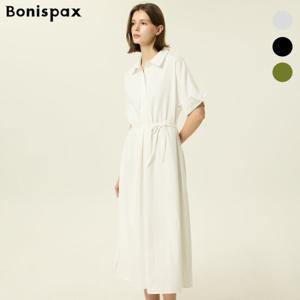[보니스팍스] 버튼 카라넥 끈 원피스 (XP3OP009M0)