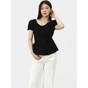 [엘케이트] 여자 블라우스 반팔 퍼프숄더 여름 핀턱블라우스 LBB002