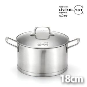 DWU 리빙아트 인덕션겸용 무광스텐 3중바닥 양수냄비18cm