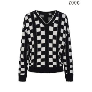 [주크]() 체커배색 브이넥 니트 (Z231KSK003_BK)