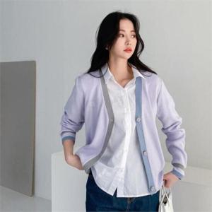 [다잇템]여자 봄옷 민무늬 스웨터 V넥 시보리 가디건 (8112868)