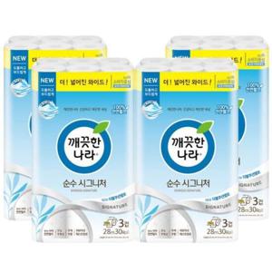 깨끗한나라 화장지 순수 시그니처 3겹 28M_30롤 X 4개