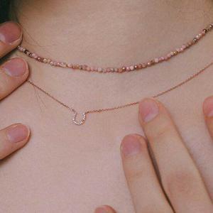 제이로렌 로즈골드 미니큐빅 홀스슈 실버 목걸이 N01162