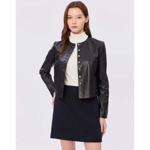 질스튜어트 뉴욕 여성 24FW 스테디셀러 블랙 포켓 양가죽 점퍼 WJJU4D700BK