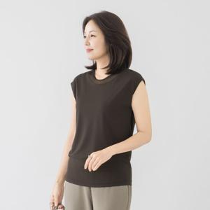 엄마옷 마담4060 슬림핏 향결매쉬캡소매티셔츠 쫀쫀 라운드넥-ZTE2507034-