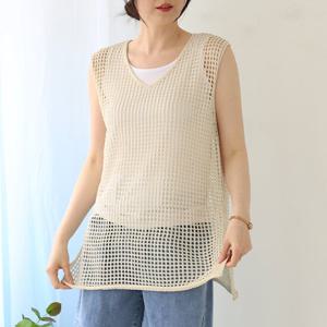 [웬디즈갤러리]비치 스카시 니트 롱 베스트 RKN125