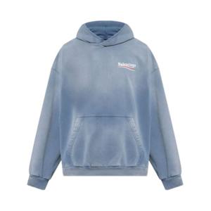 발렌시아가 후드 티셔츠 767877TRVB1 BLUEWHTRED